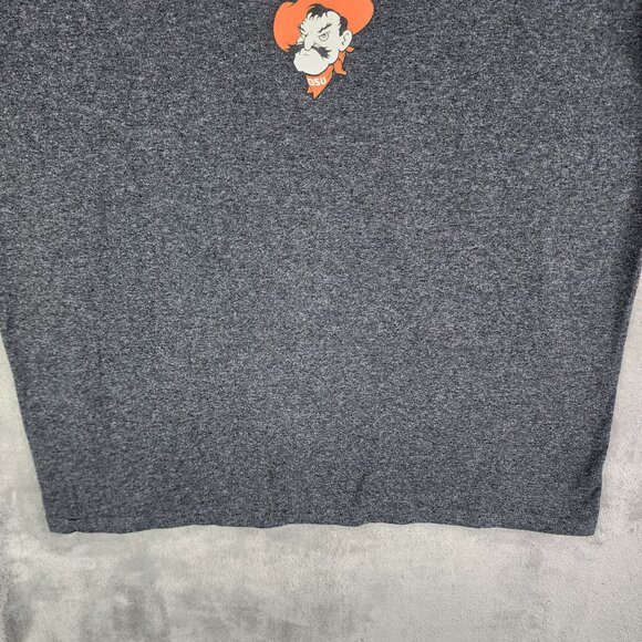Mens Heather Gray Champion Shirt Oklahoma State Short Sleeve Crew Neck Size L - Picture 3 of 10